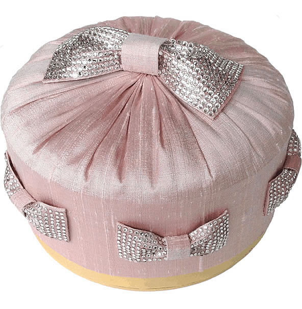 Swarovski Crystal Bow & Pink Dupion Silk Bespoke Box